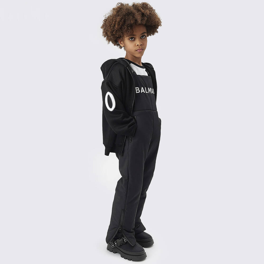 Balmain-Черный утепленный полукомбинезон | Childrensalon Outlet