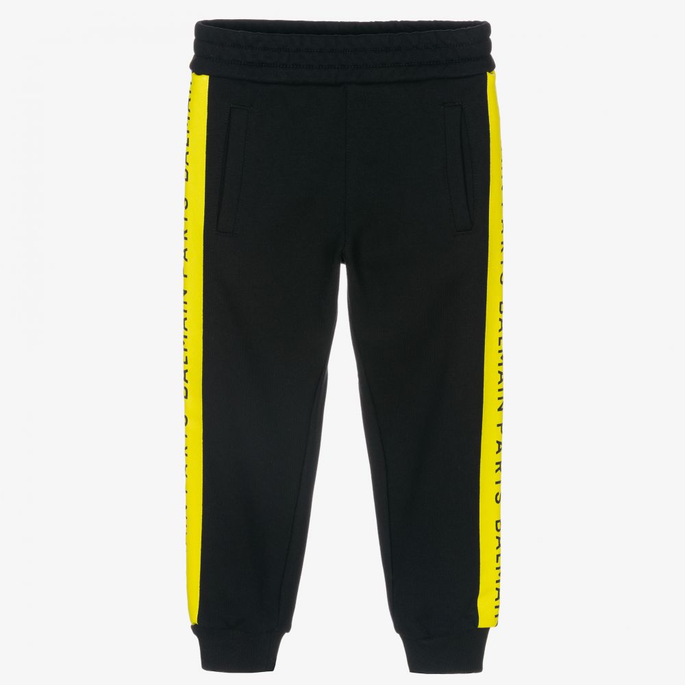 Balmain - Black & Yellow Logo Joggers | Childrensalon