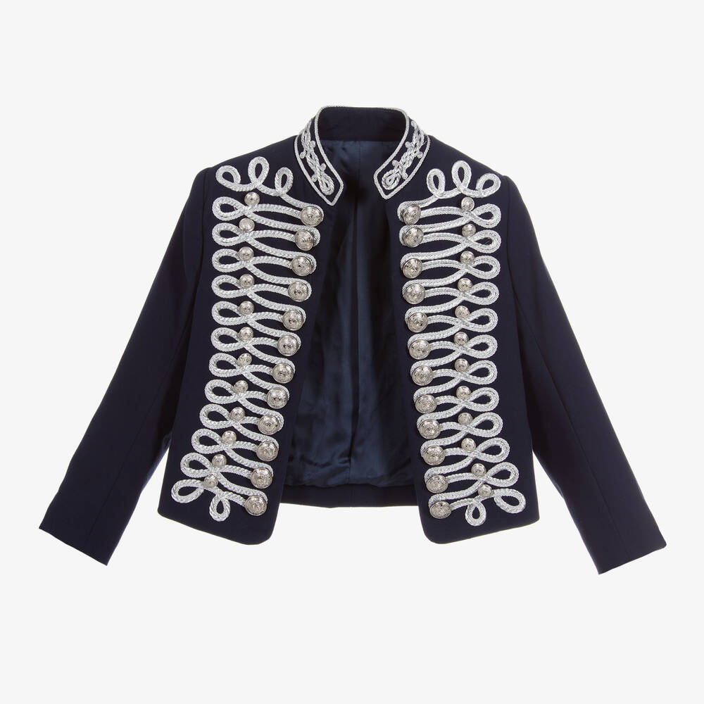 Balmain-Blue Cotton Military Jacket | Childrensalon Outlet