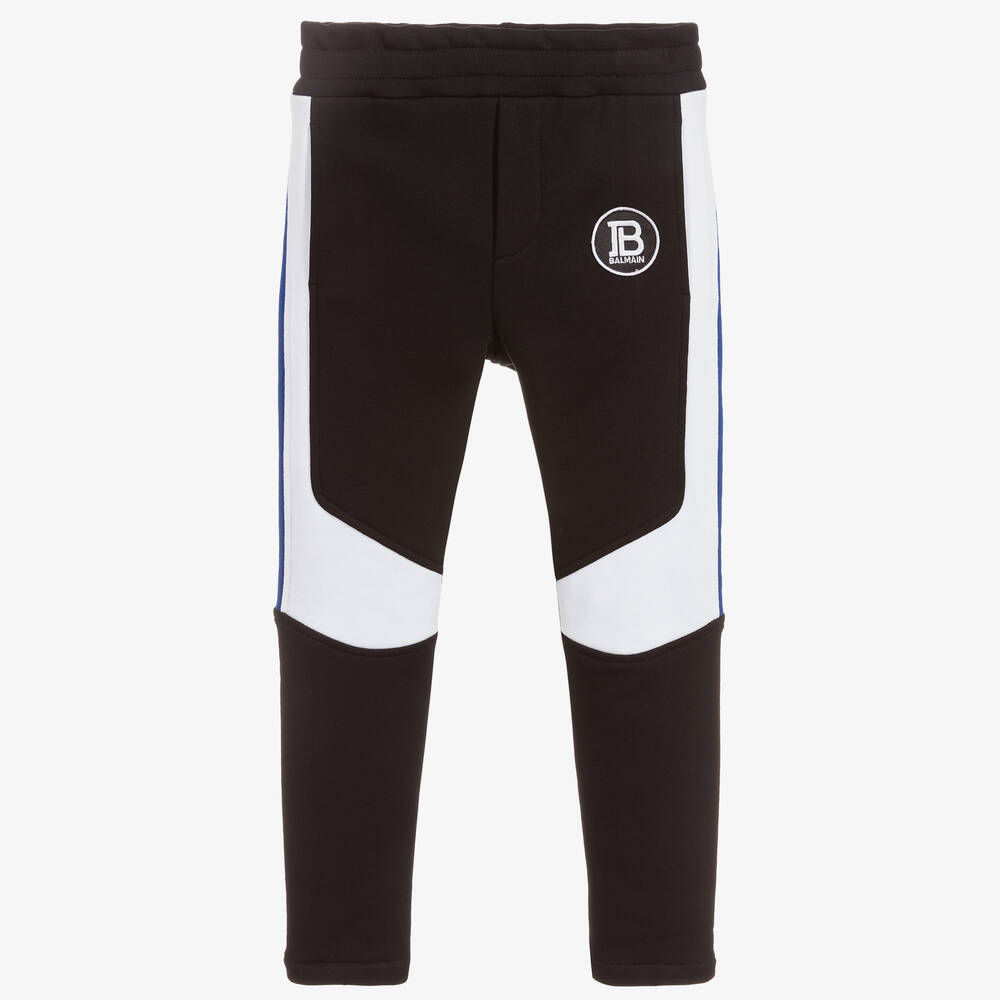 Balmain - Boys Black Cotton Joggers | Childrensalon