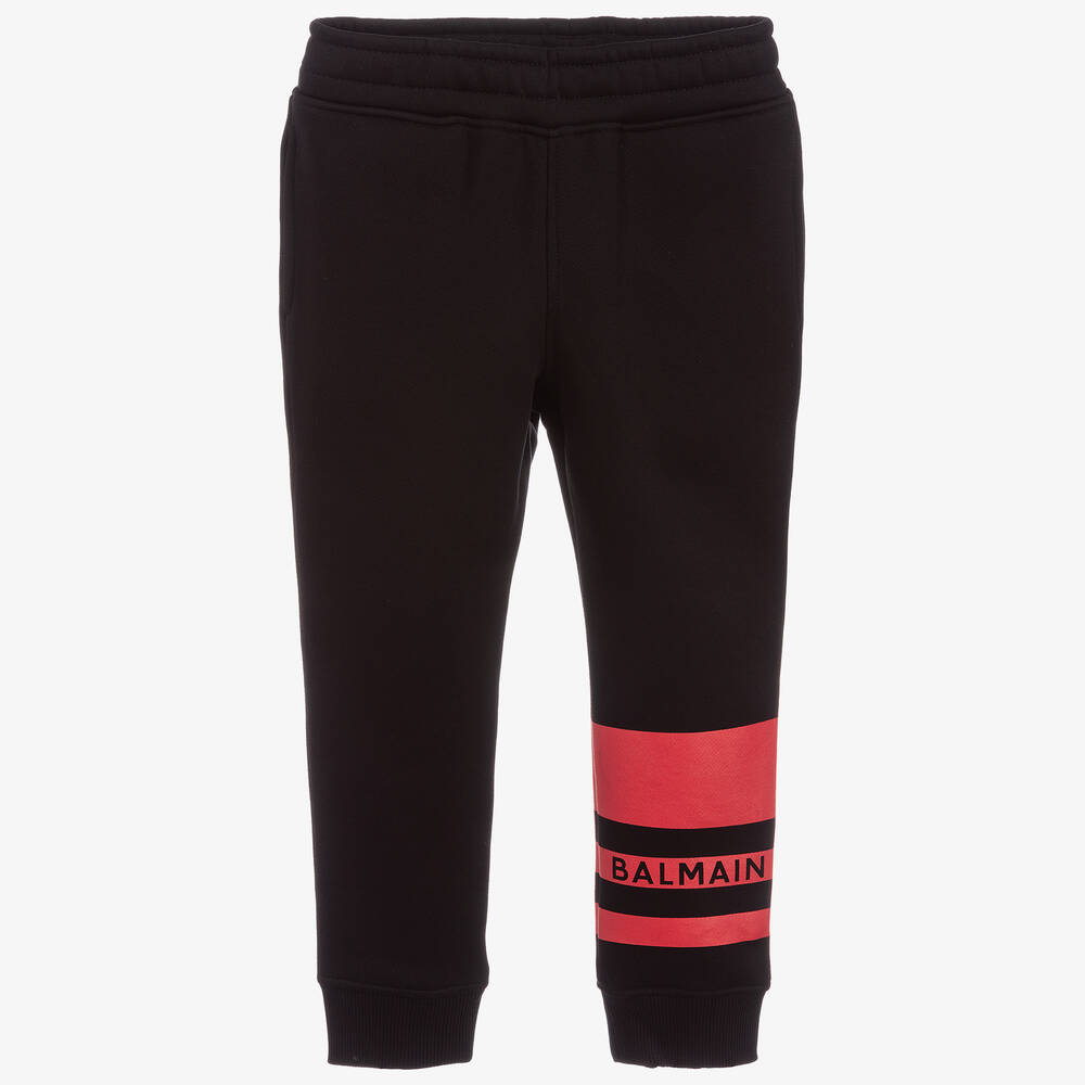 Balmain - Boys Black Cotton Logo Joggers | Childrensalon