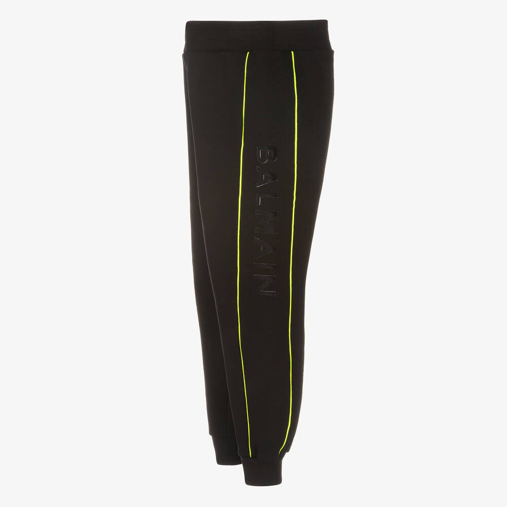 Balmain-Boys Black Cotton Logo Joggers | Childrensalon Outlet