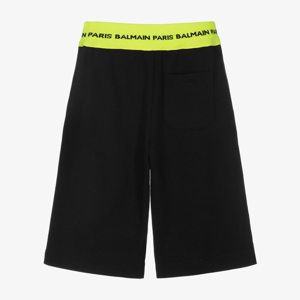 Balmain-Boys Black Cotton Logo Shorts | Childrensalon Outlet