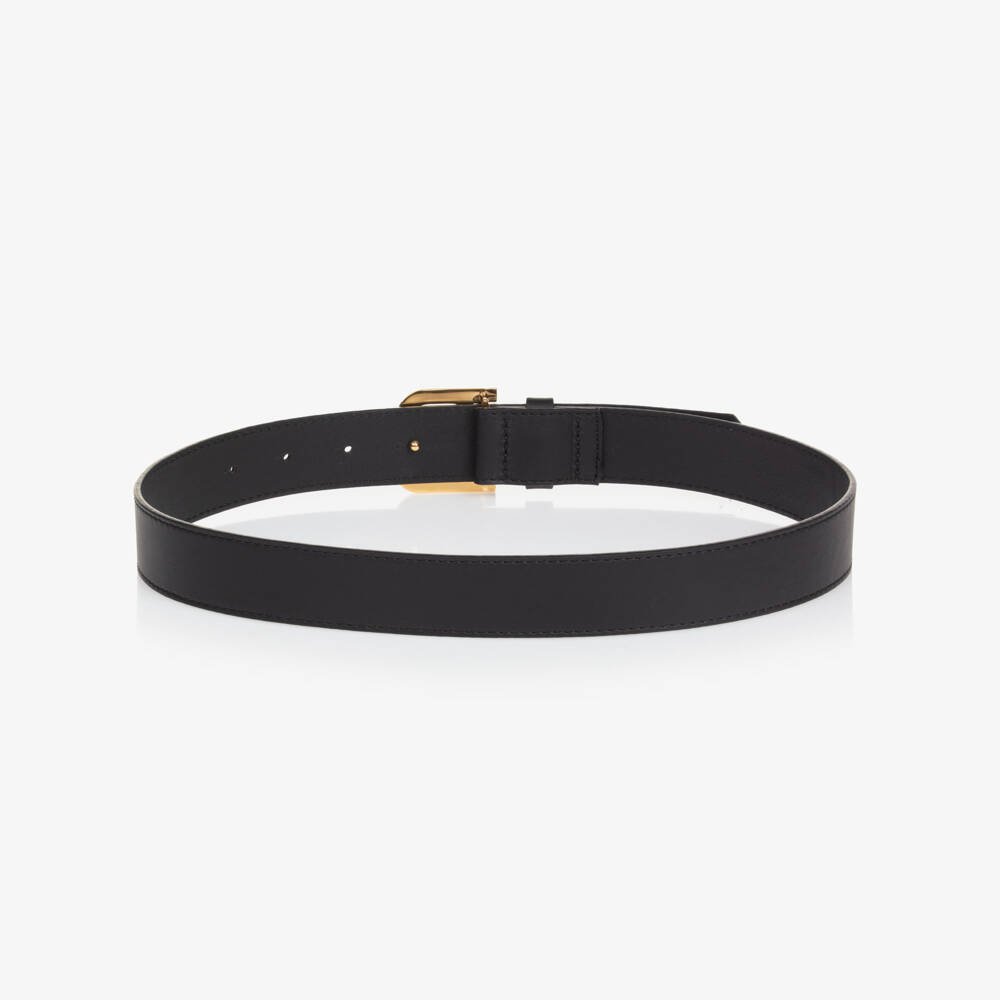 Balmain-Boys Black Leather Logo Belt | Childrensalon Outlet