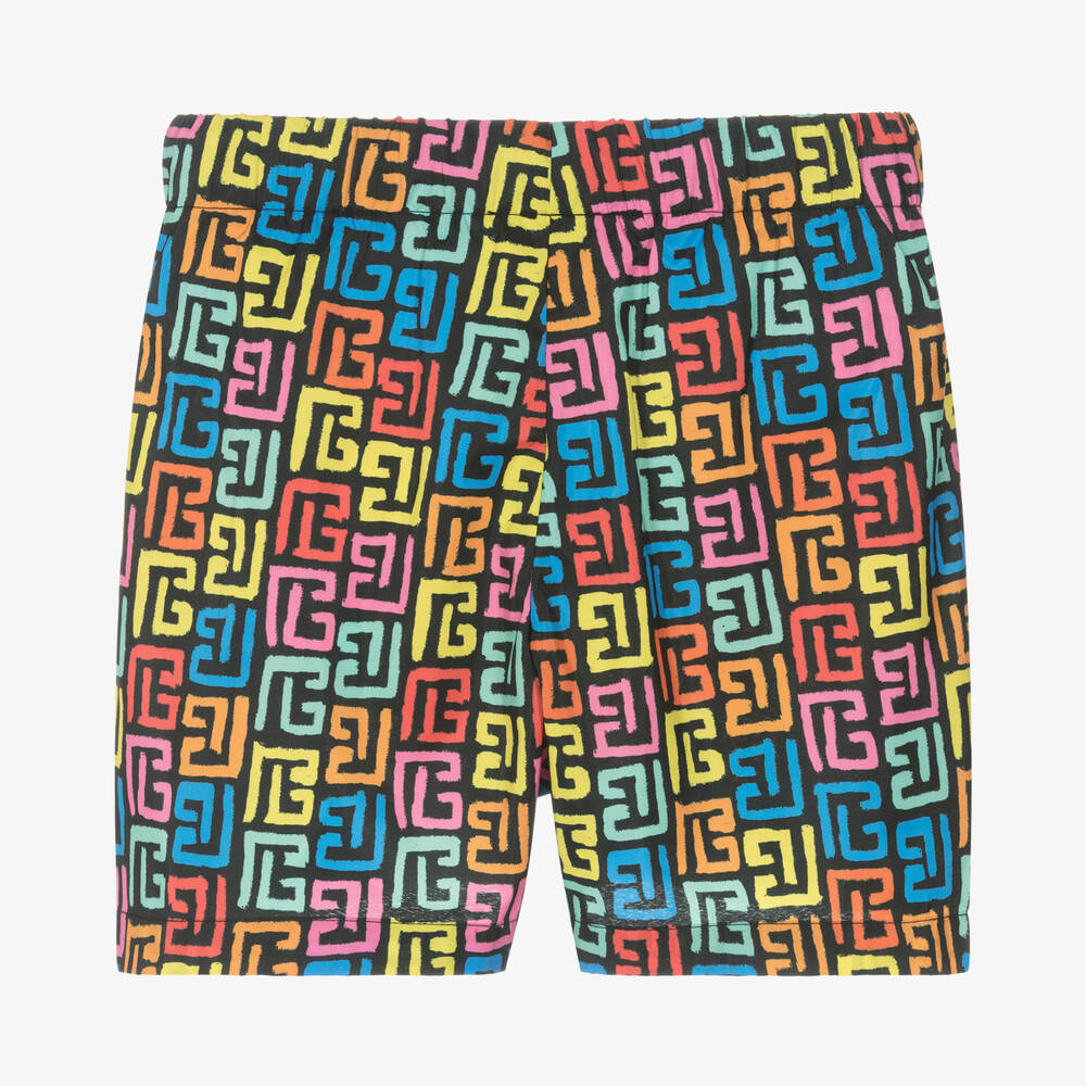 Balmain-Boys Black Monogram Swim Shorts | Childrensalon Outlet