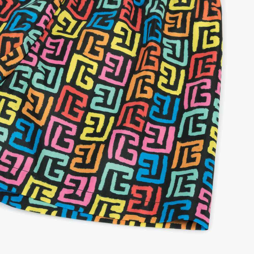Balmain-Boys Black Monogram Swim Shorts | Childrensalon Outlet