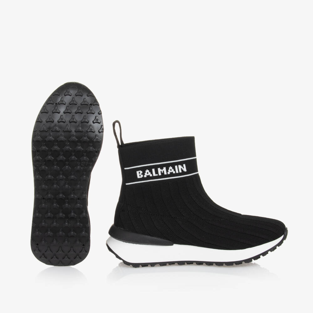 Balmain-Boys Black Sock High Trainers | Childrensalon Outlet