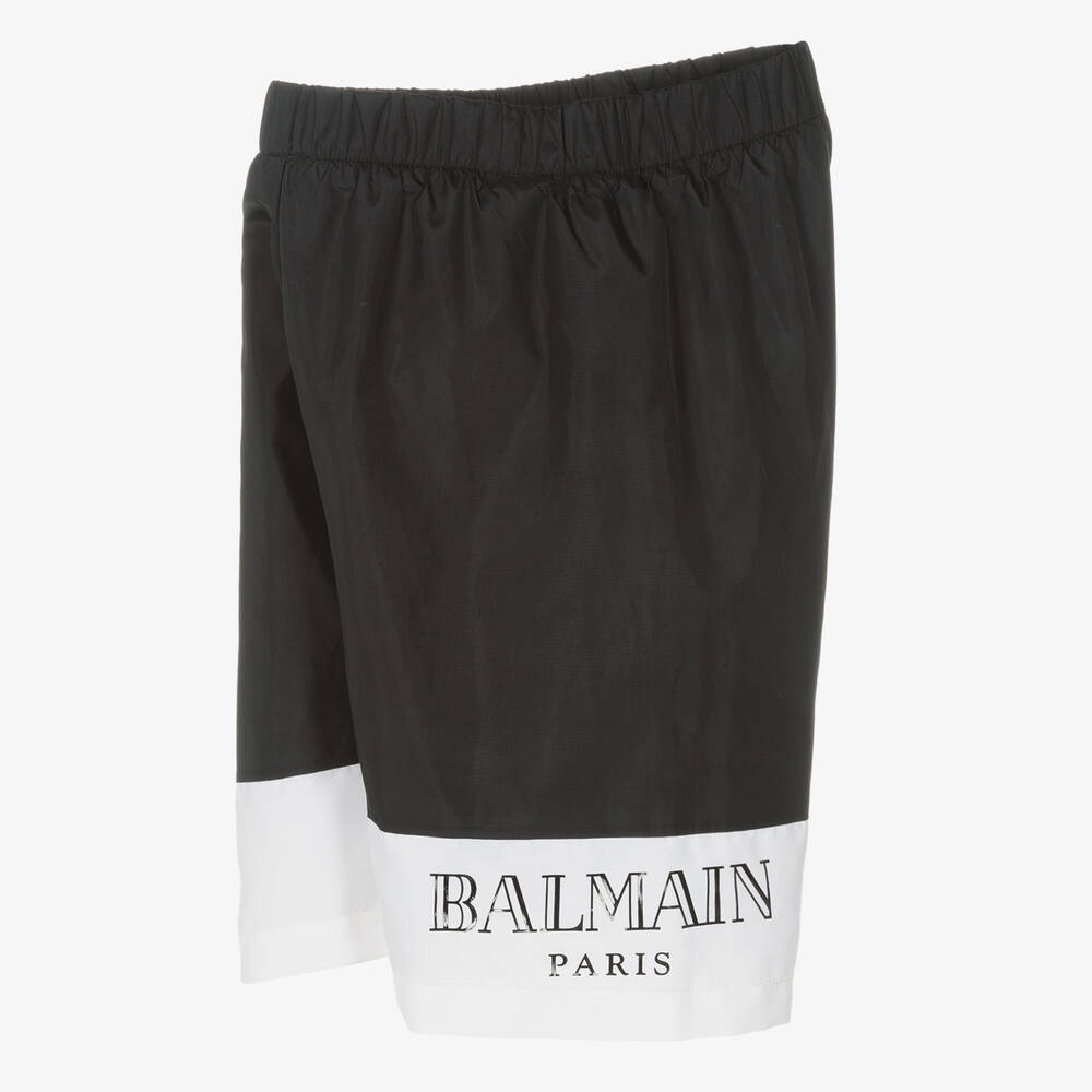 Balmain-Boys Black Stripe Swim Shorts | Childrensalon Outlet