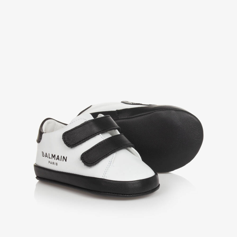 Balmain-Boys Black & White Leather Walkers | Childrensalon Outlet