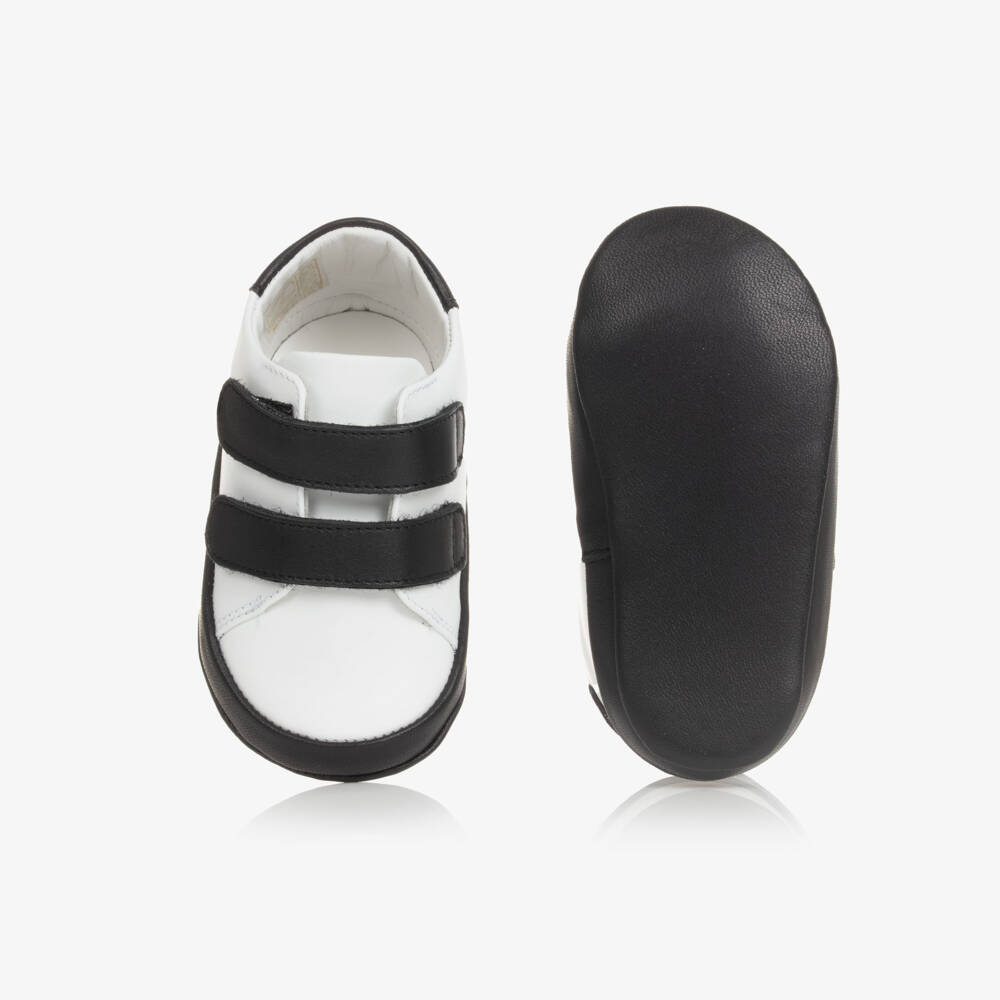 Balmain-Boys Black & White Leather Walkers | Childrensalon Outlet