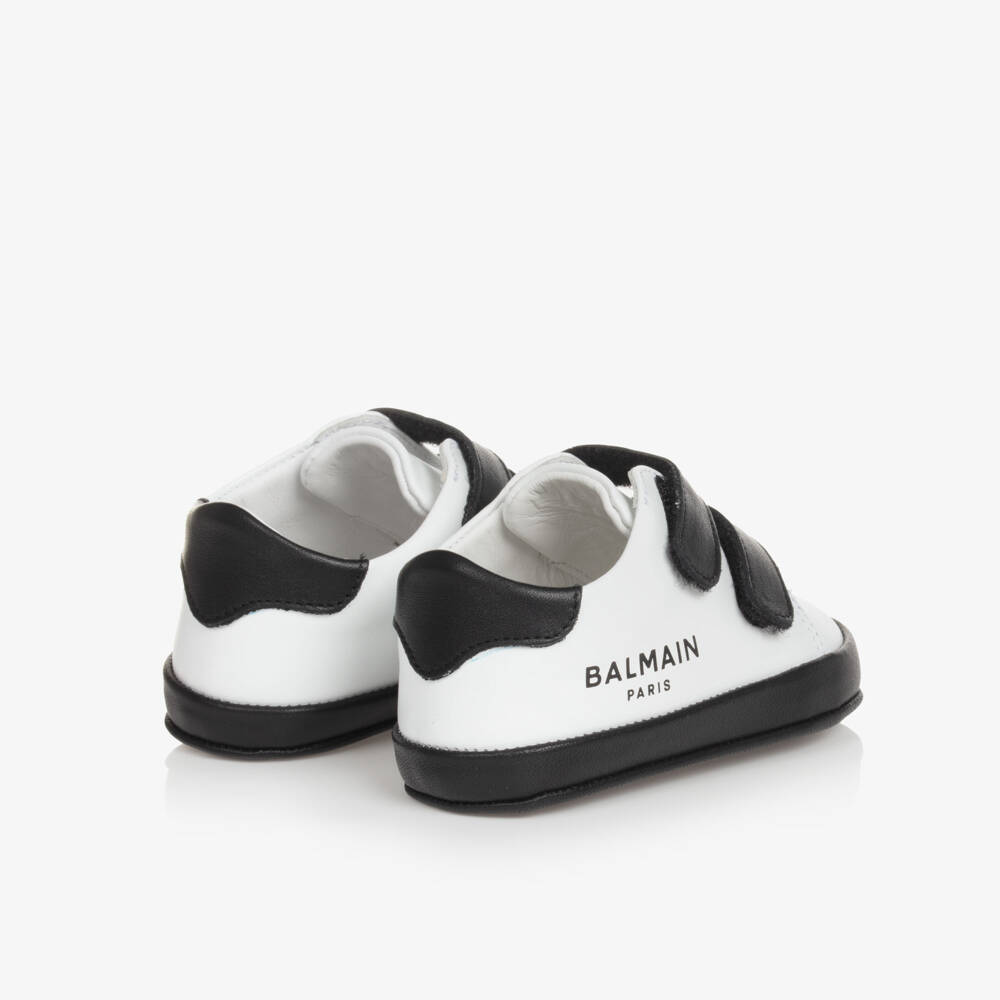 Balmain-Boys Black & White Leather Walkers | Childrensalon Outlet