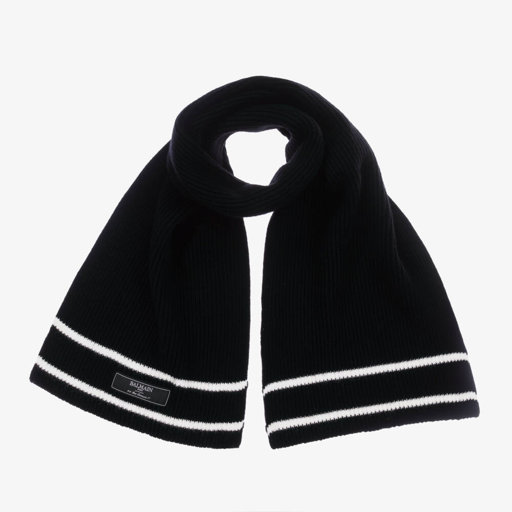 Balmain-Boys Black Wool Knit Scarf | Childrensalon Outlet