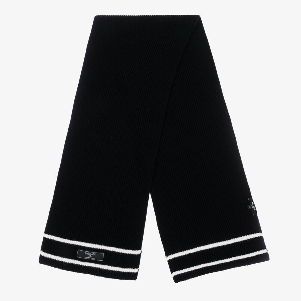 Balmain-Boys Black Wool Knit Scarf | Childrensalon Outlet