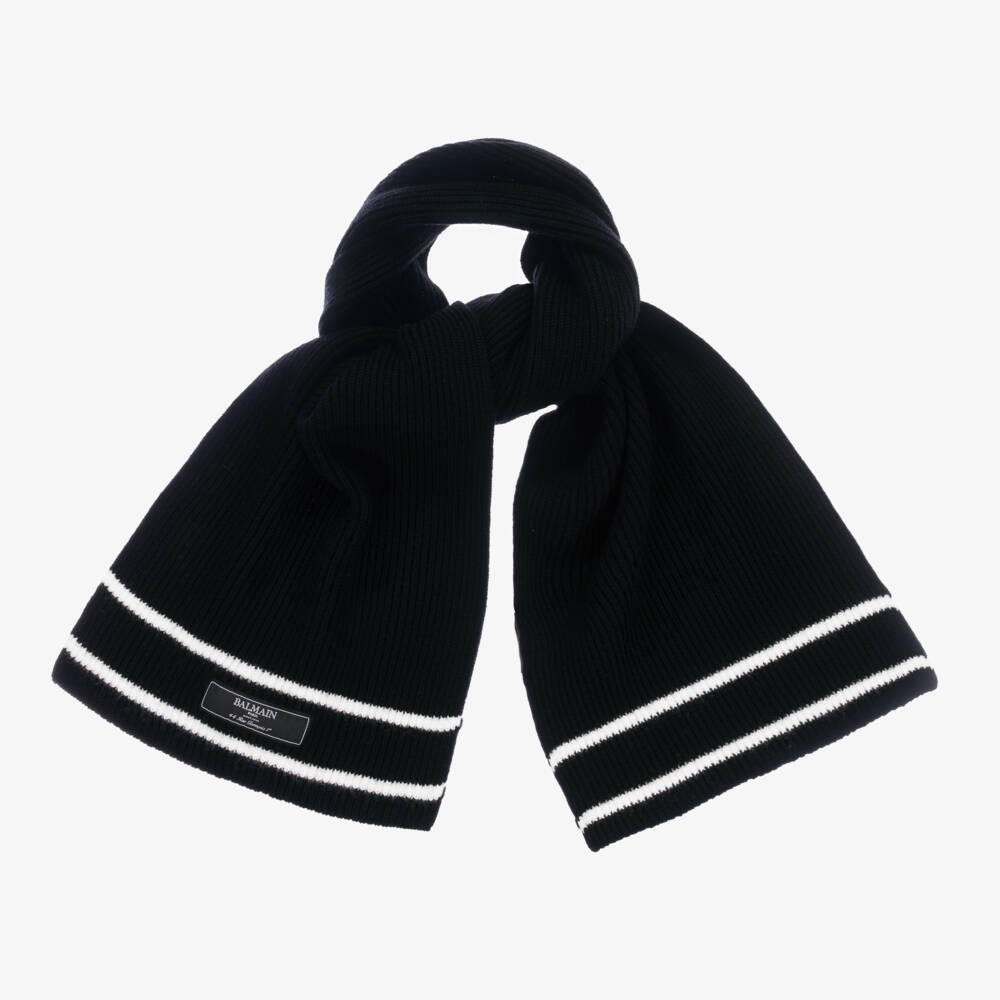 Balmain-Boys Black Wool Knit Scarf | Childrensalon Outlet