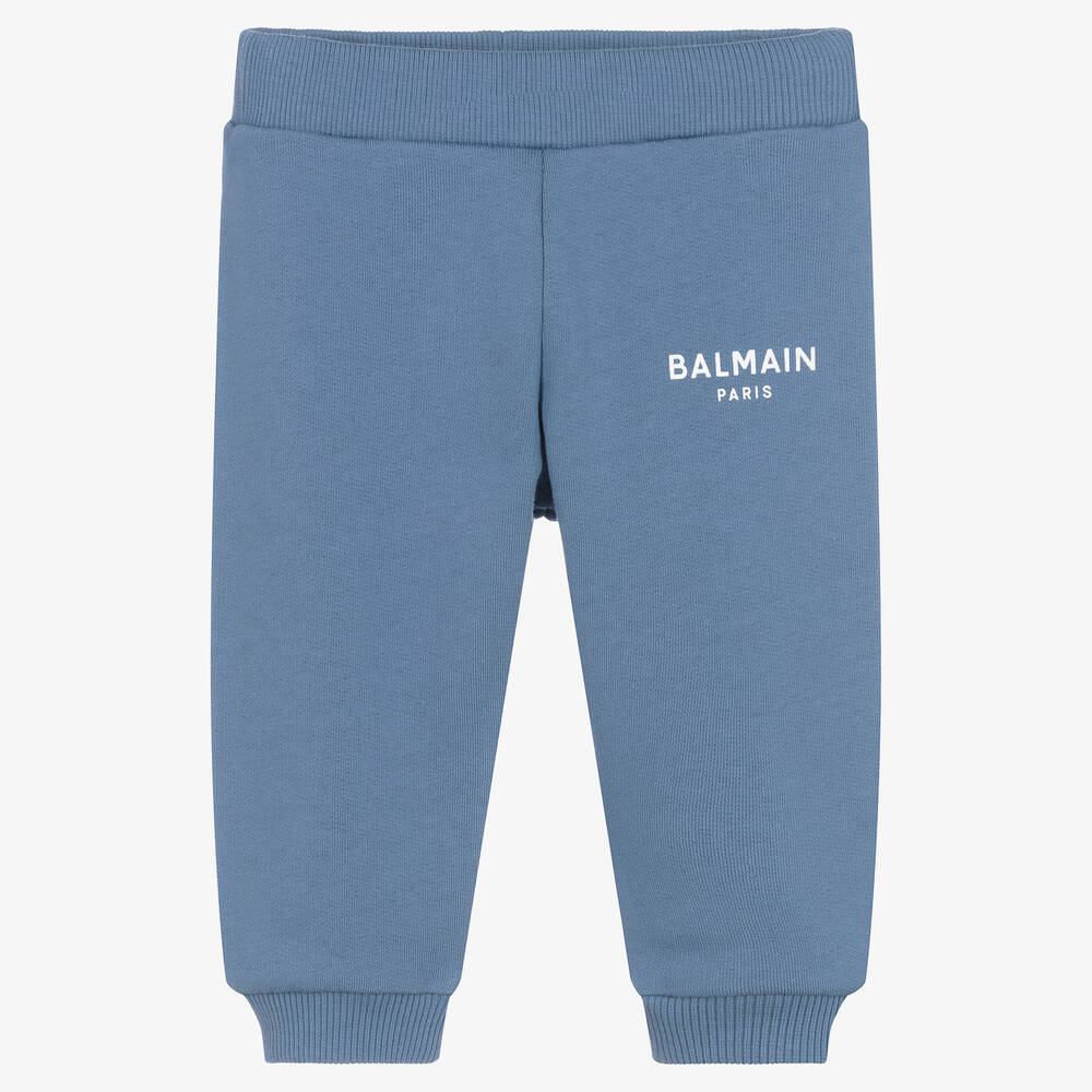 Balmain - Pantalon de jogging bleu en coton garçon | Childrensalon