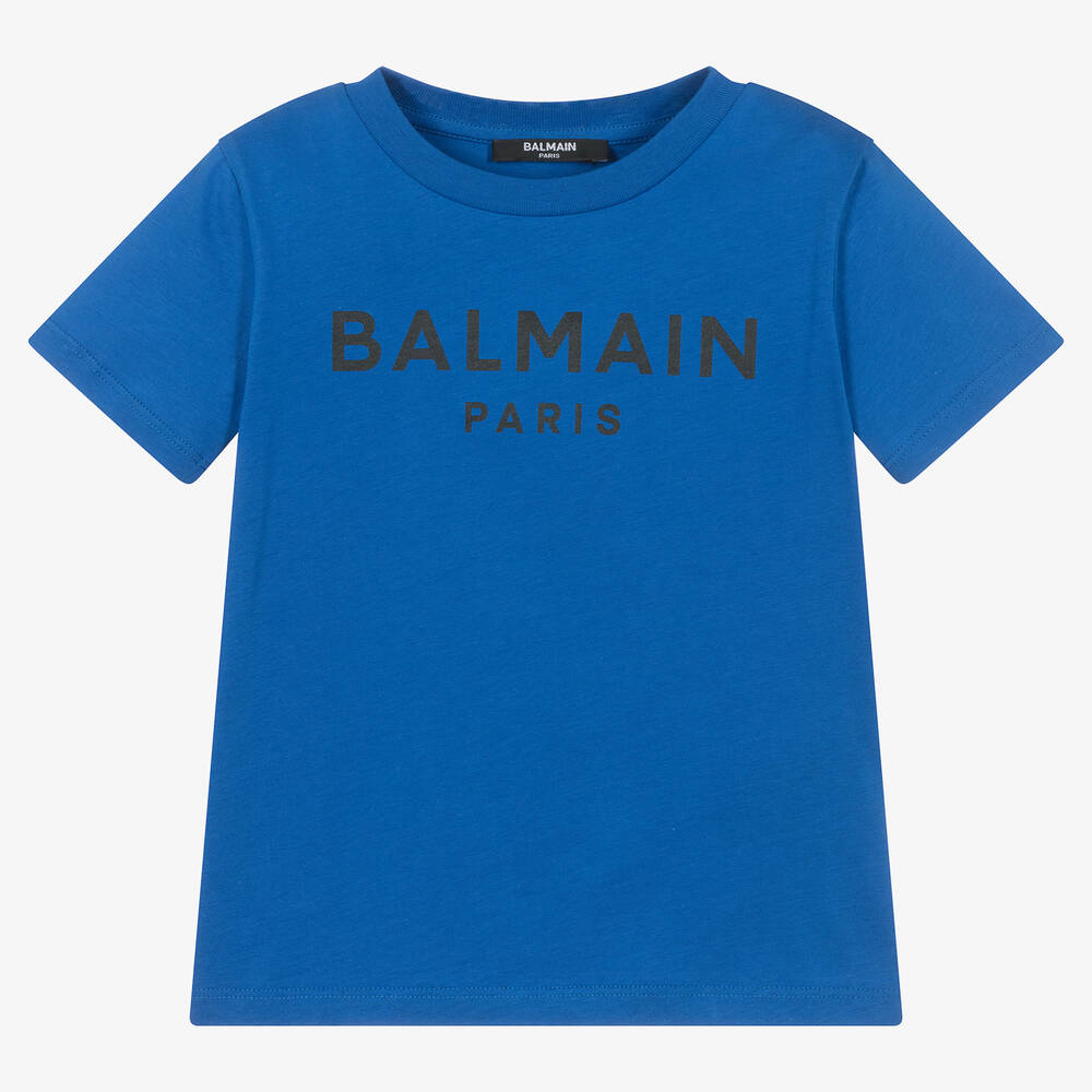 Balmain - Boys Blue Cotton T-Shirt | Childrensalon