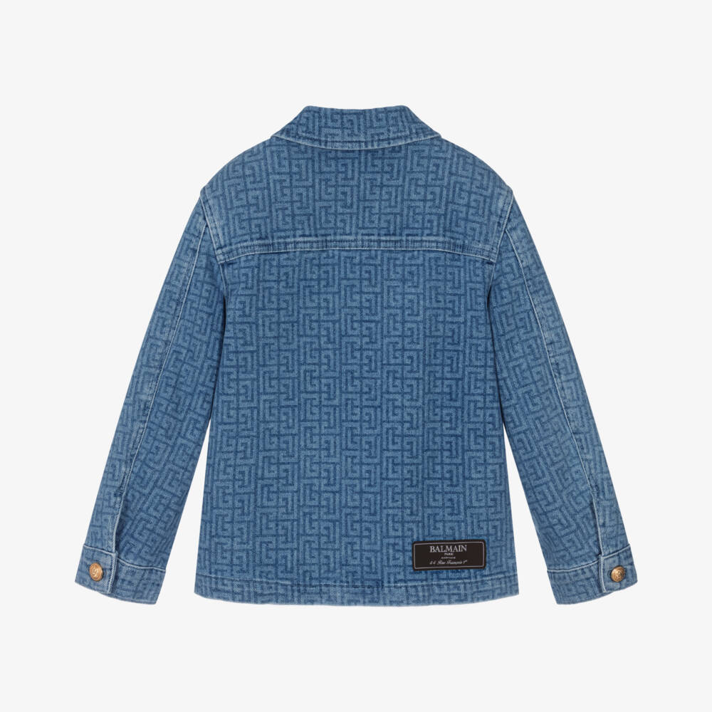 Balmain-Boys Blue Signature Denim Jacket | Childrensalon Outlet