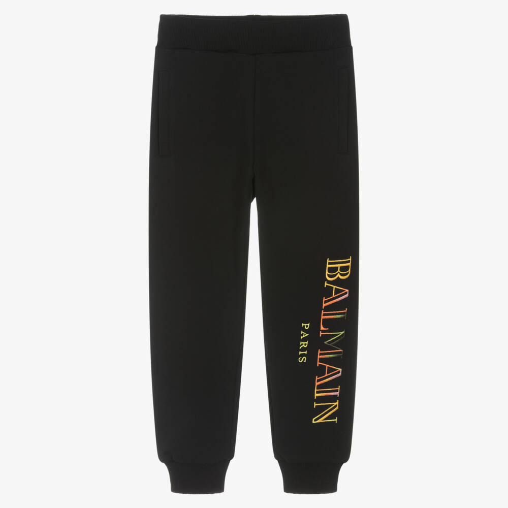 Balmain-Boys Classic Black Logo Joggers | Childrensalon Outlet