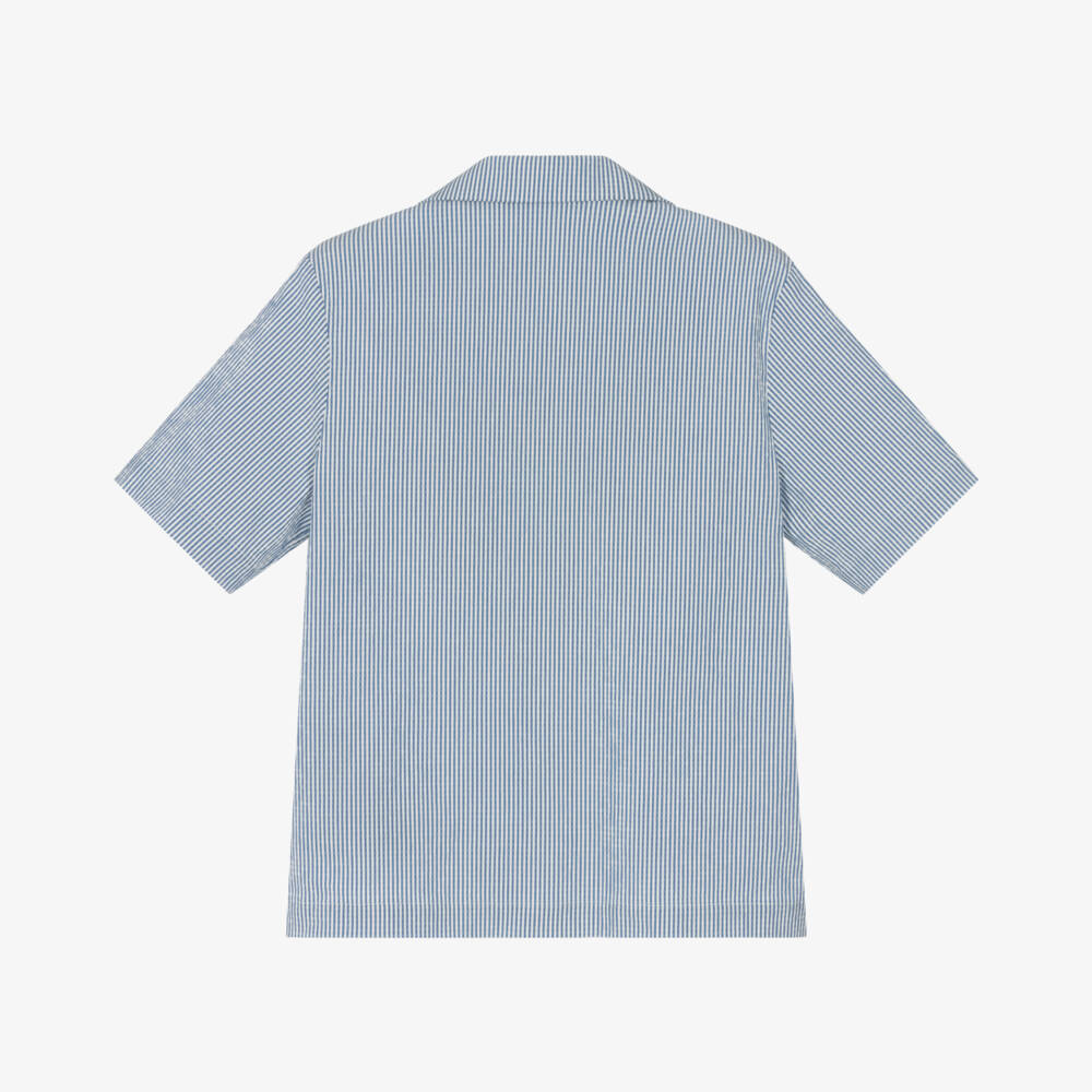 Balmain-قميص كلاسيكي مخطط أزرق للأولاد | Childrensalon Outlet