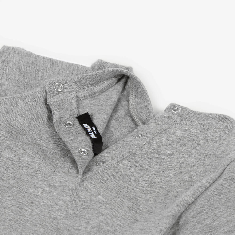 Balmain-Boys Classic Grey Cotton Tee | Childrensalon Outlet