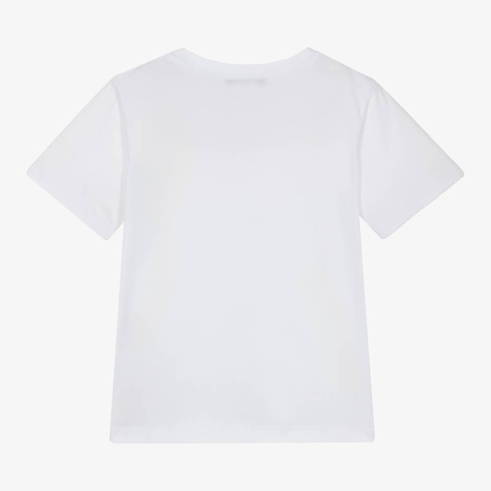 Balmain-Boys Classic White Logo Tee | Childrensalon Outlet