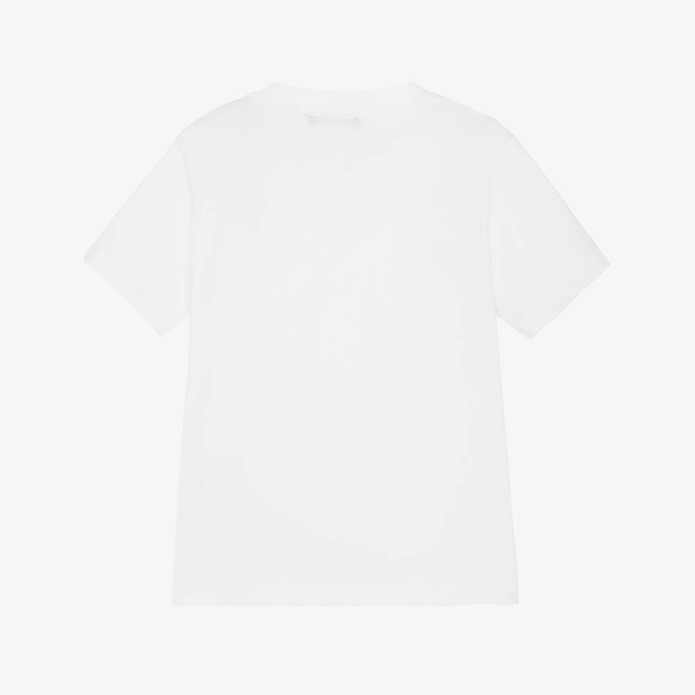 Balmain-Boys Elegant White Logo Tee | Childrensalon Outlet