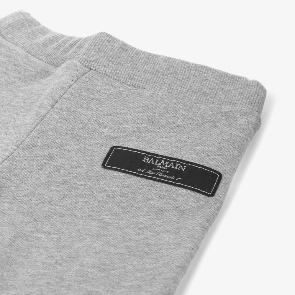 Balmain-Boys Grey Cotton Jersey Trousers | Childrensalon Outlet