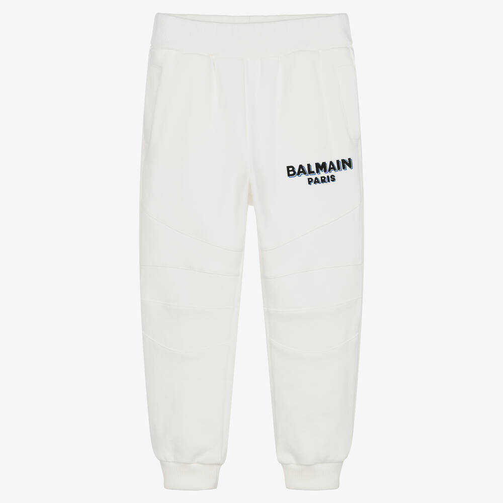 Balmain - Bas jogging ivoire en jersey coton | Childrensalon