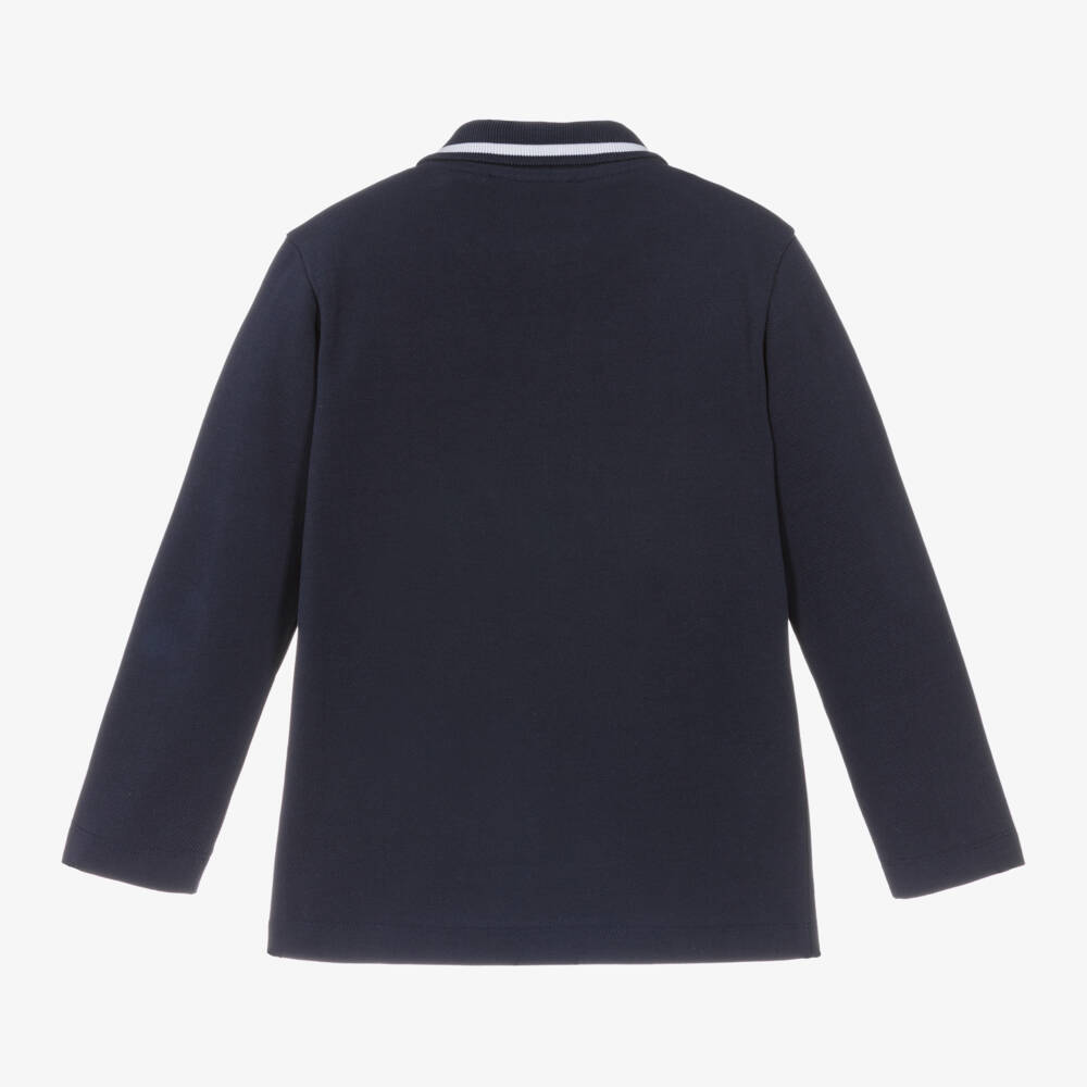 Balmain-Boys Long Sleeve Navy Polo | Childrensalon Outlet