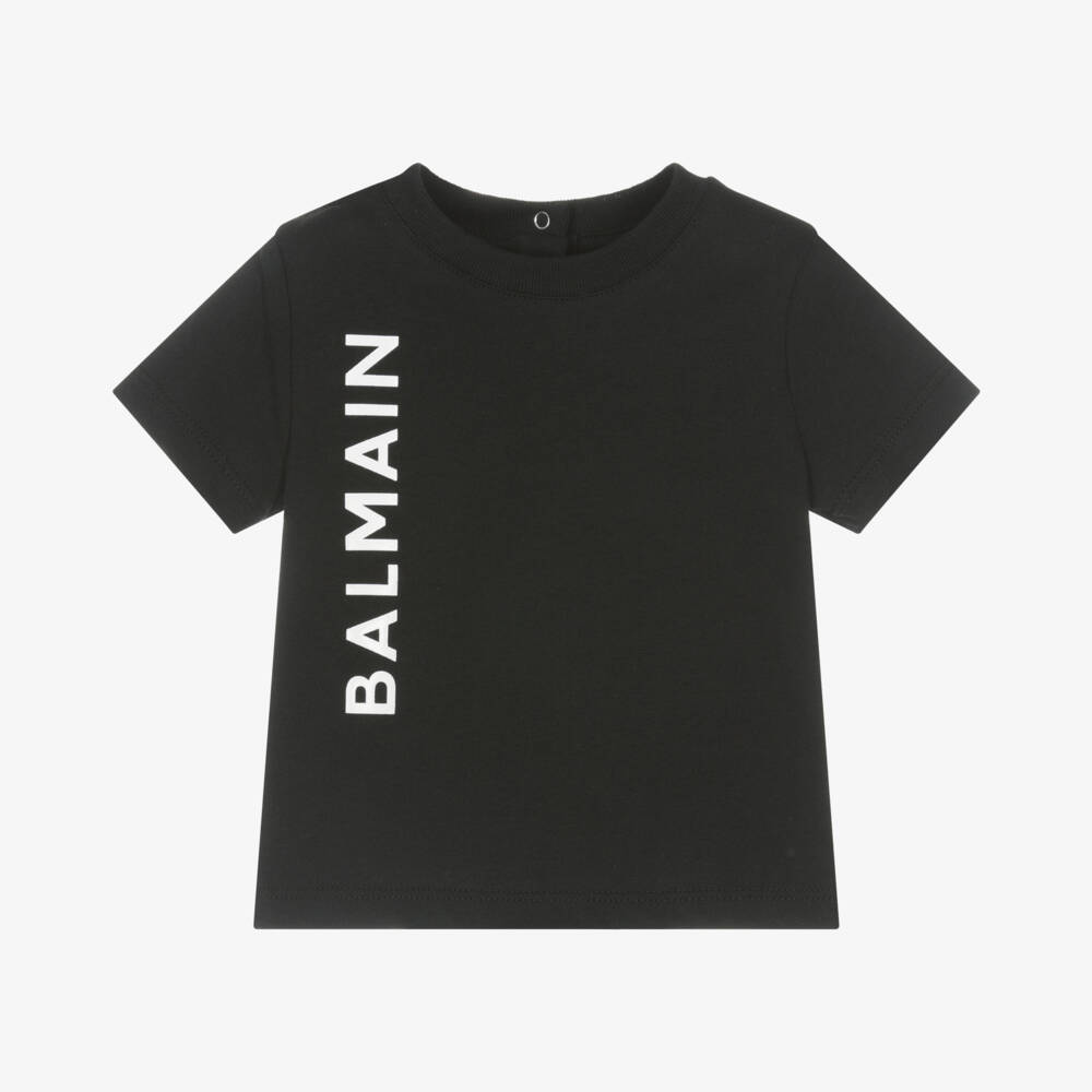 Balmain-Boys Luxe Black Cotton Tee | Childrensalon Outlet