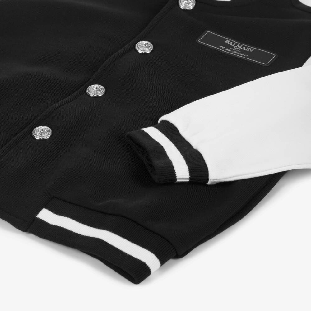 Balmain-Boys Monochrome Cotton Bomber Jacket | Childrensalon Outlet