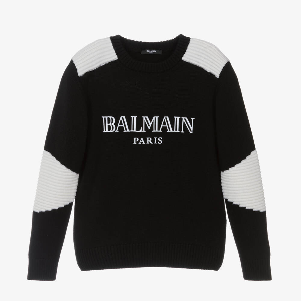 Balmain-Boys Monochrome Wool Jumper | Childrensalon Outlet