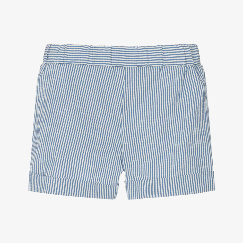 Balmain-Boys Seersucker Blue Shorts Delight | Childrensalon Outlet
