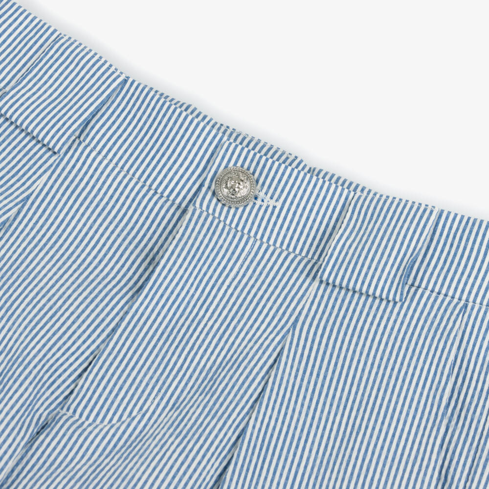 Balmain-شورت مخطط أزرق للأولاد من قماش سييرساكر | Childrensalon Outlet