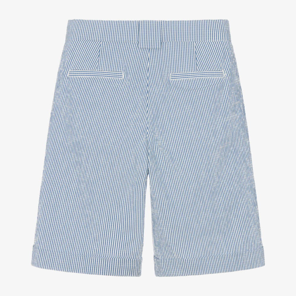 Balmain-شورت مخطط أزرق للأولاد من قماش سييرساكر | Childrensalon Outlet
