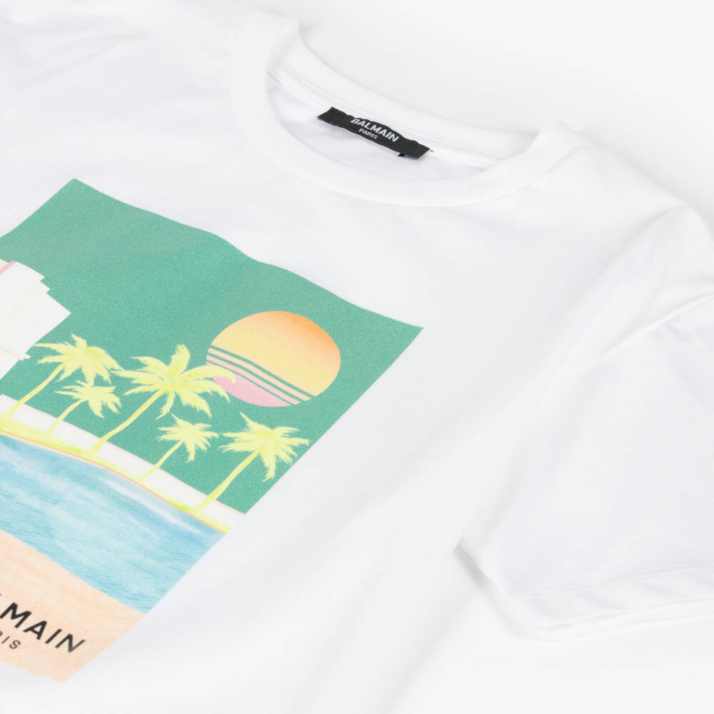 Balmain-تي شيرت قطني هادئ للشاطئ للأولاد | Childrensalon Outlet