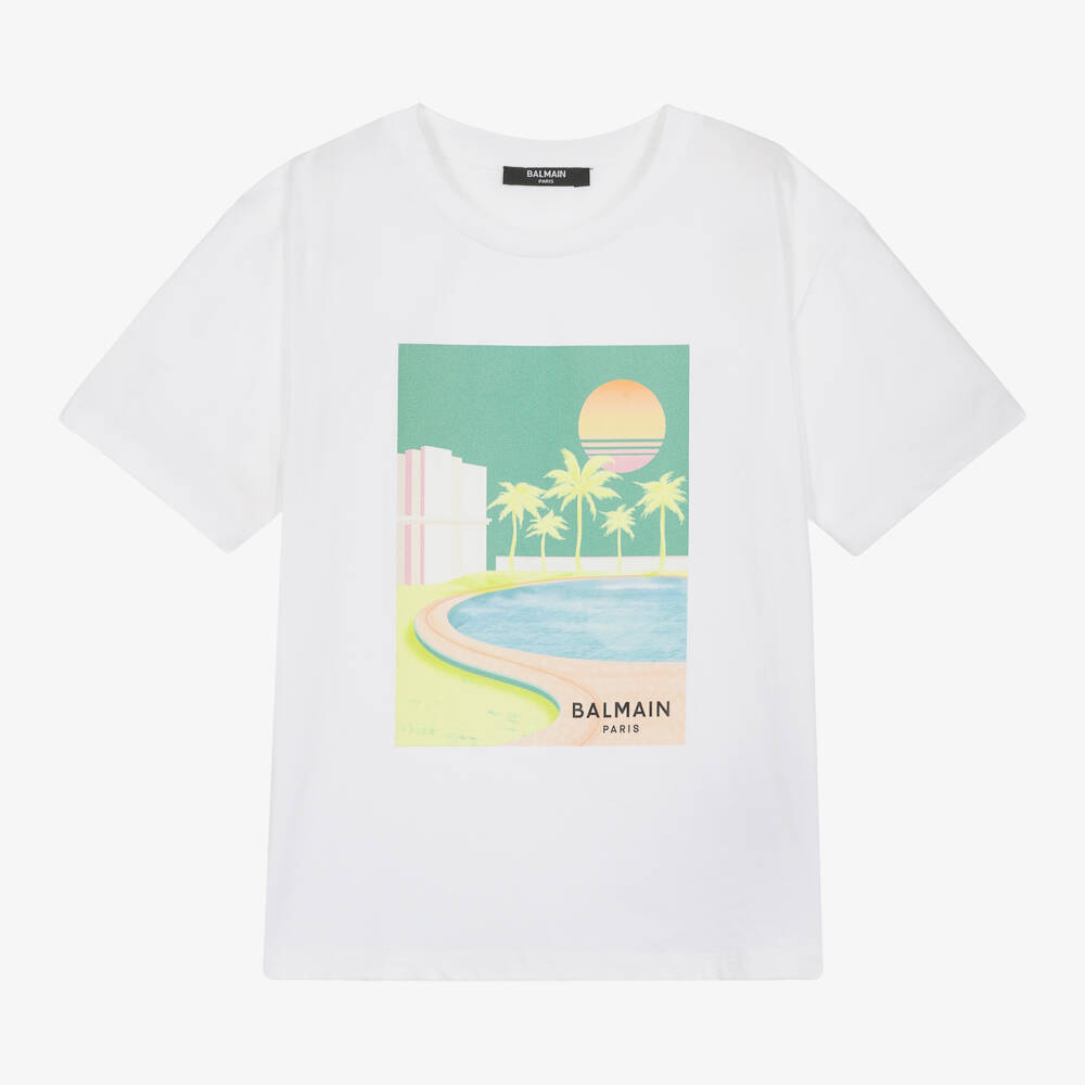 Balmain-Boys Serene Beach Cotton Tee | Childrensalon Outlet