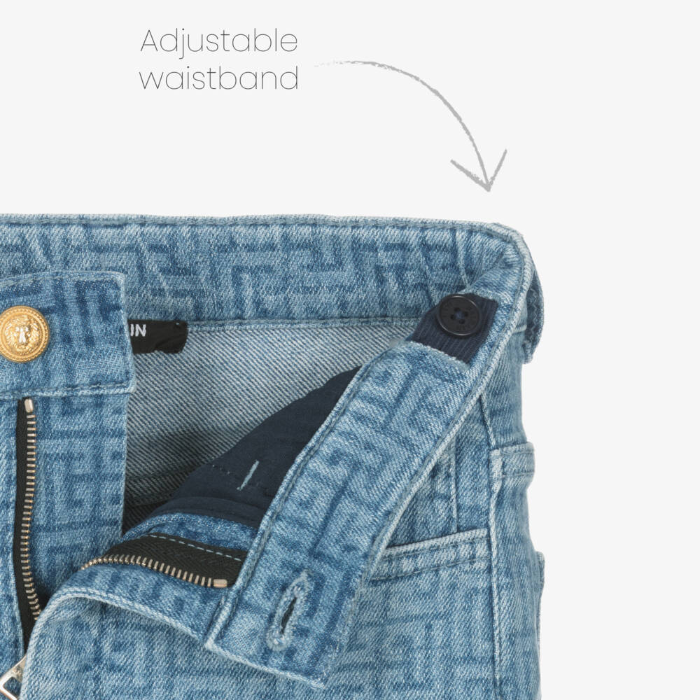 Balmain-Boys Signature Print Denim Shorts | Childrensalon Outlet