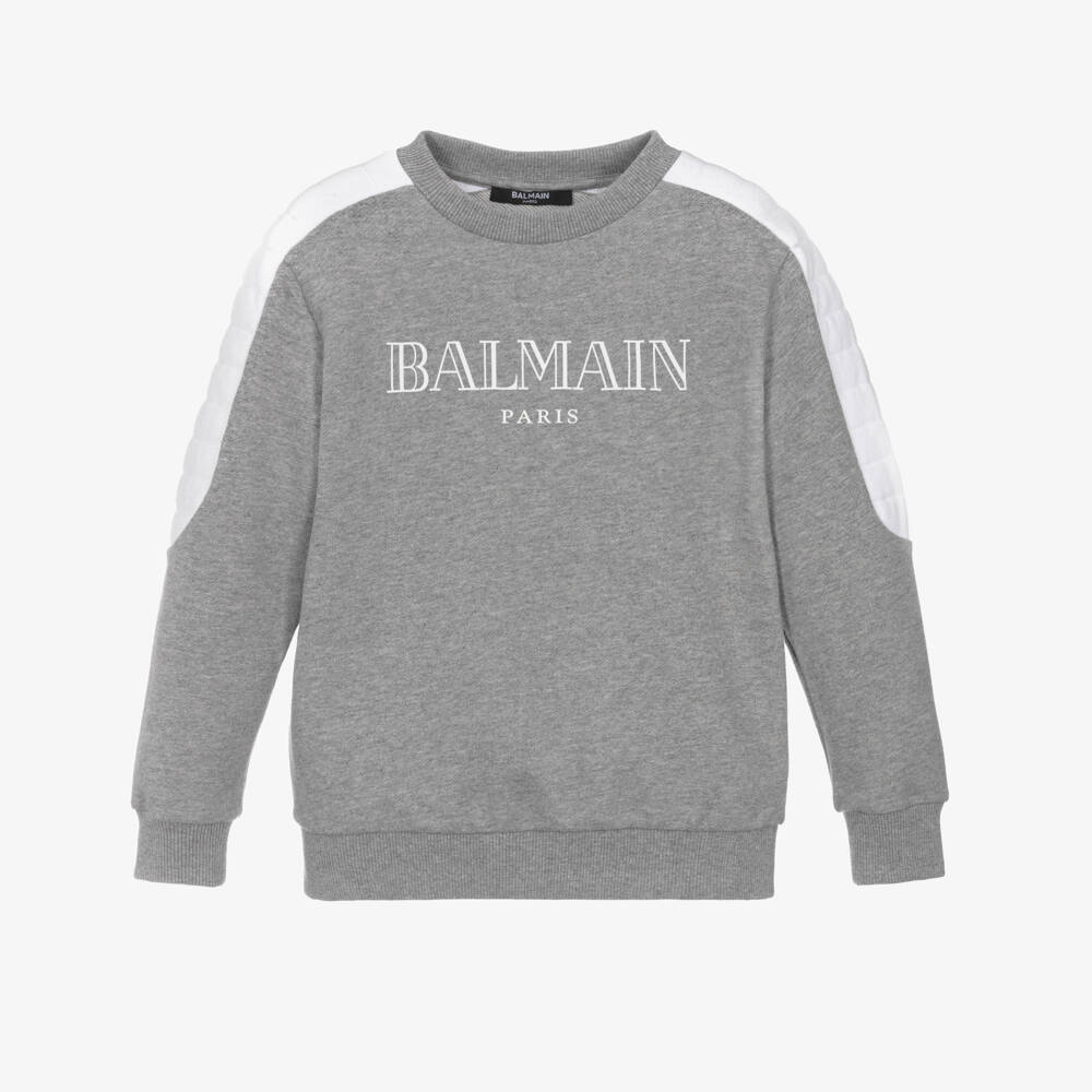 Balmain-قميص قطني ناعم رمادي للأولاد | Childrensalon Outlet