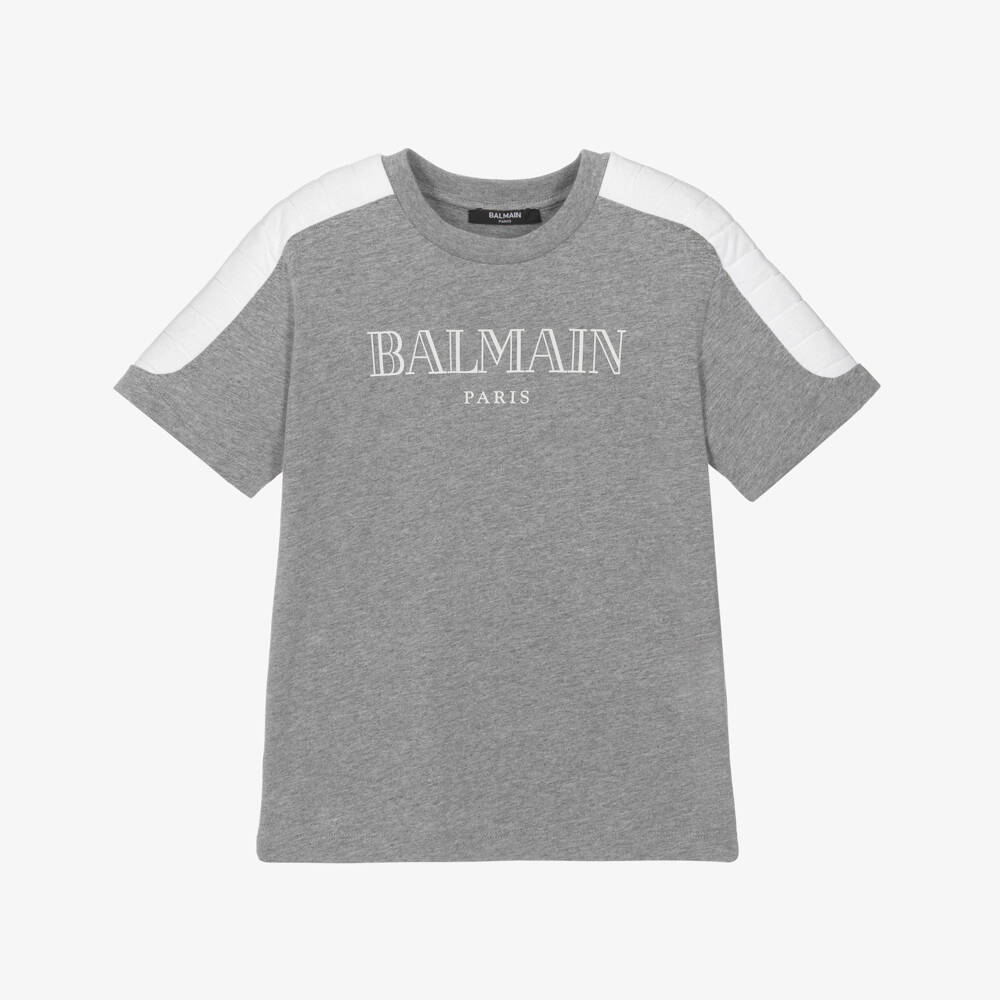Balmain-Boys Soft Grey Jersey Tee | Childrensalon Outlet