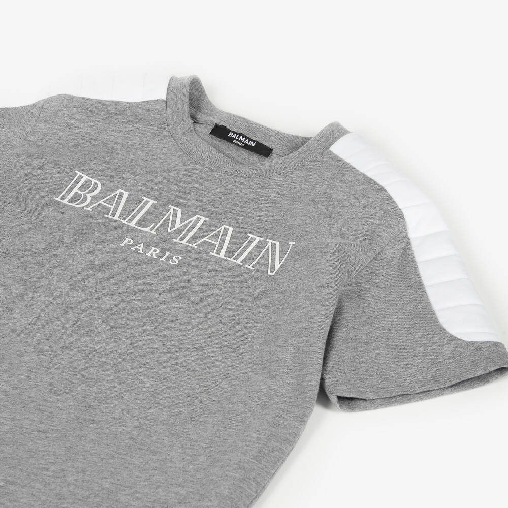 Balmain-Boys Soft Grey Jersey Tee | Childrensalon Outlet