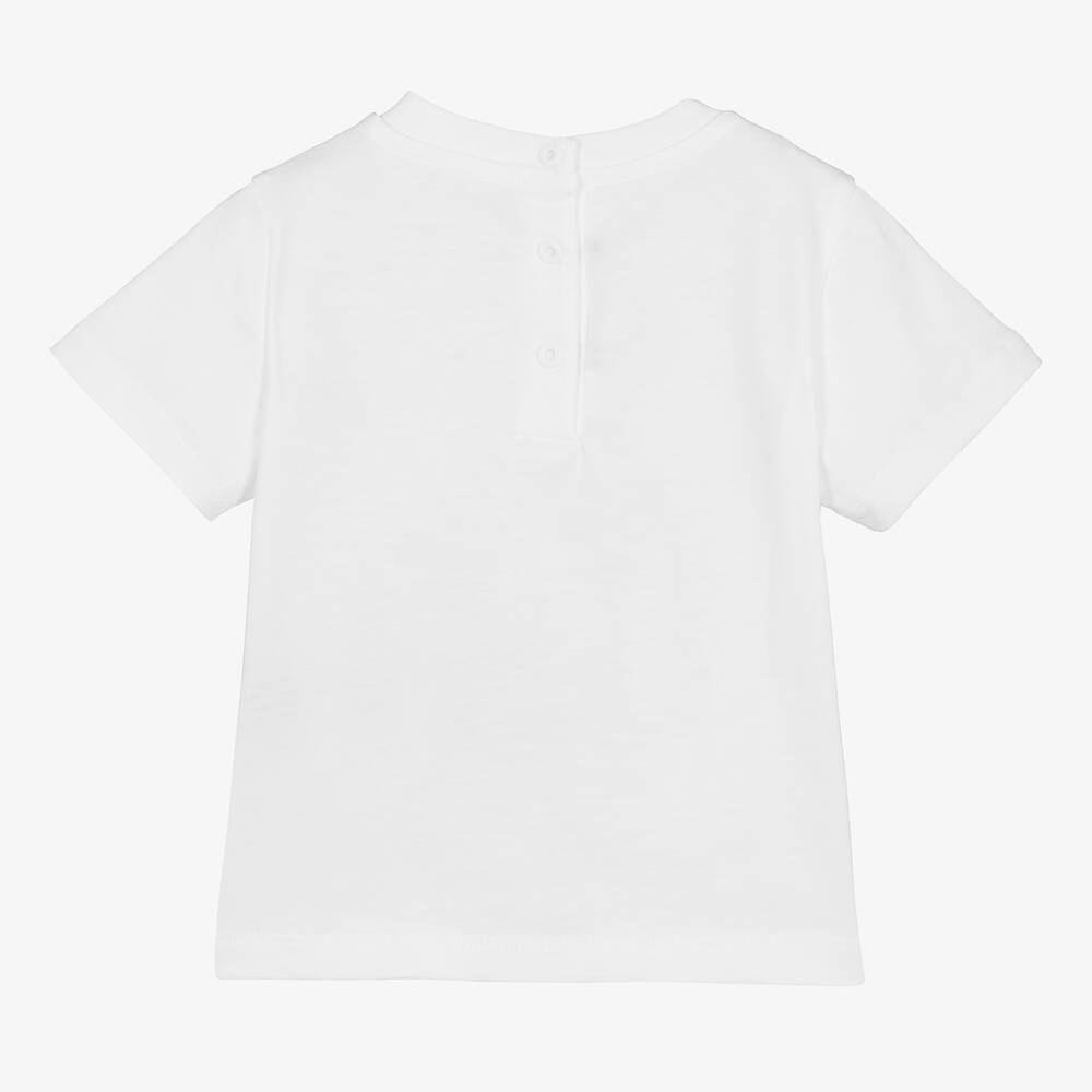 Balmain-Boys White Graphic Cotton T-Shirt | Childrensalon Outlet