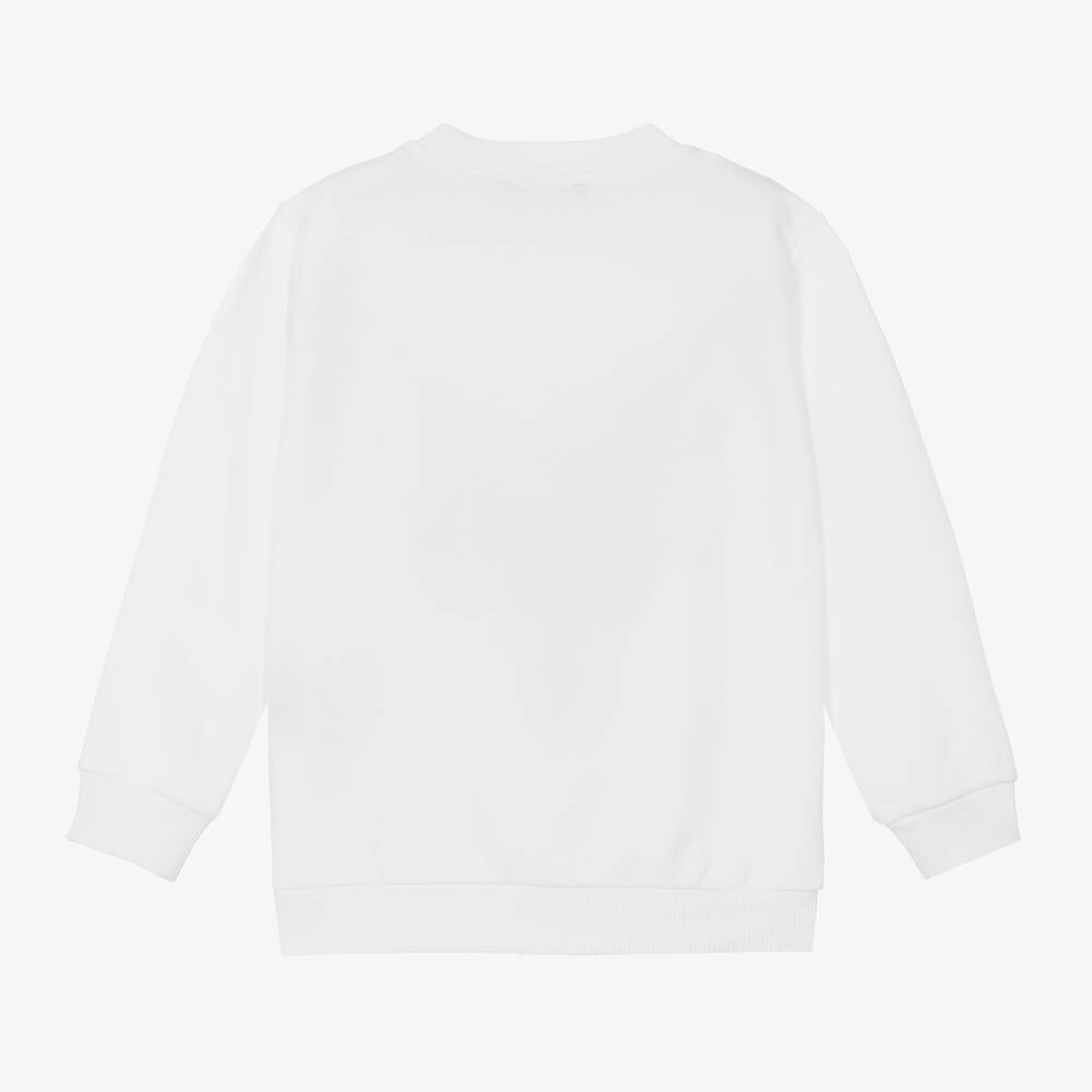 Balmain Boys White Medallion Cotton Sweatshirt Childrensalon Outlet