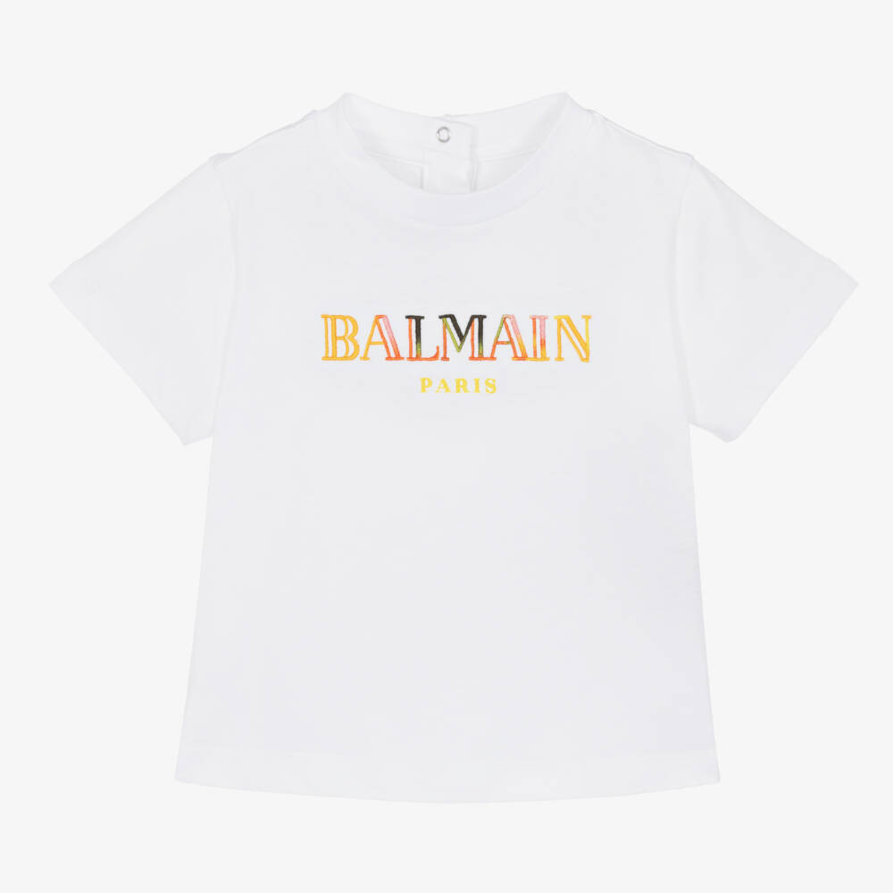 Balmain-Boys White Soft Cotton Tee | Childrensalon Outlet