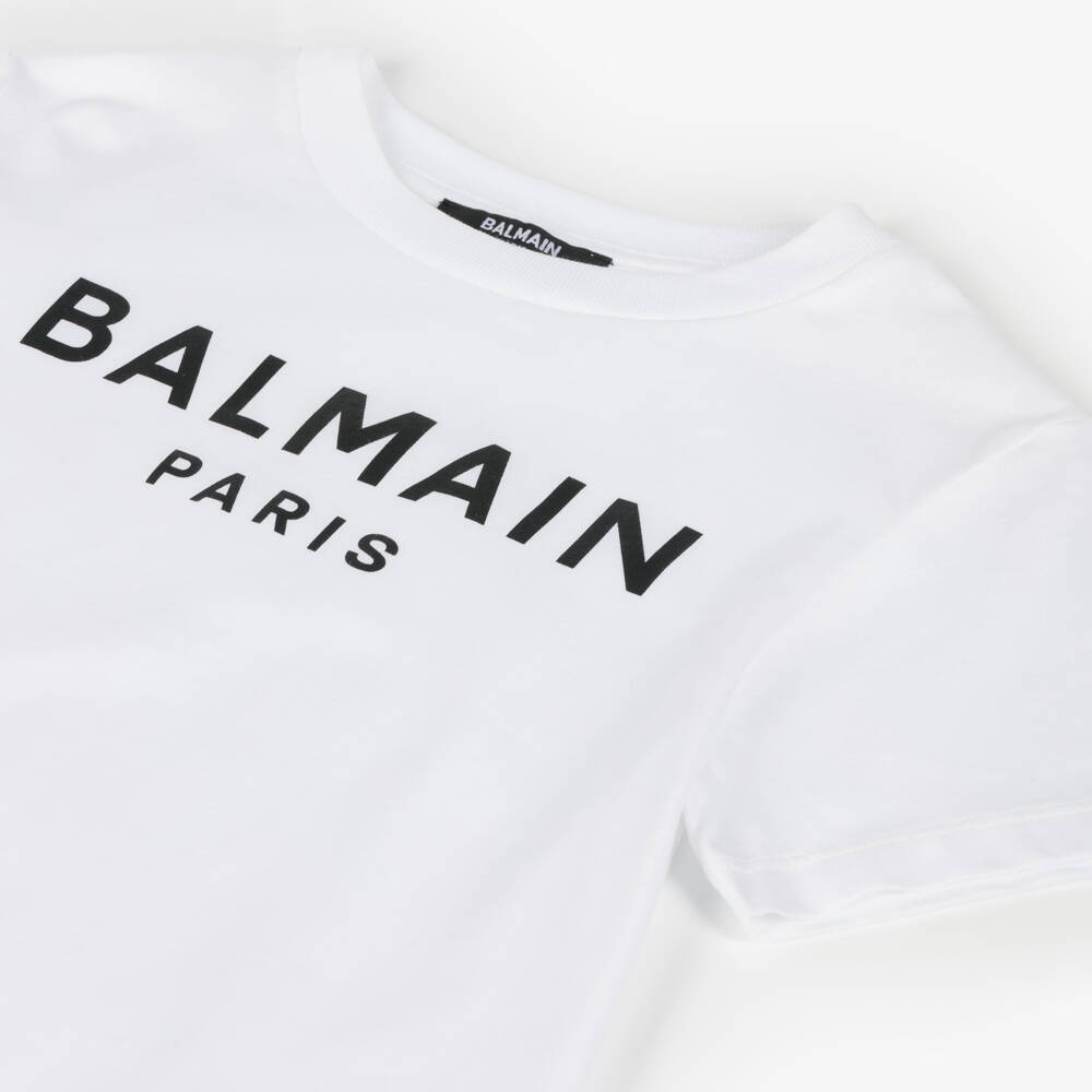 Balmain-Boys White Tee with Bold Logo | Childrensalon Outlet
