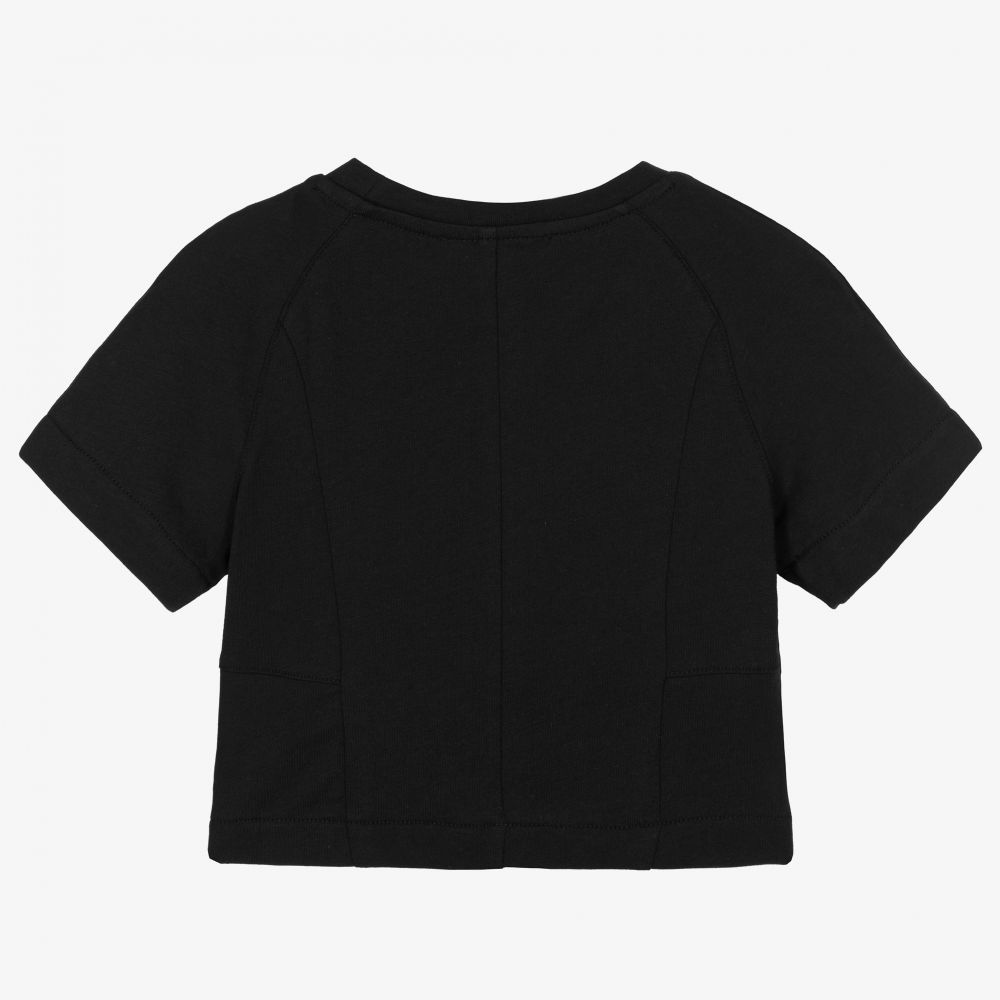 Balmain-Укороченная черная футболка | Childrensalon Outlet