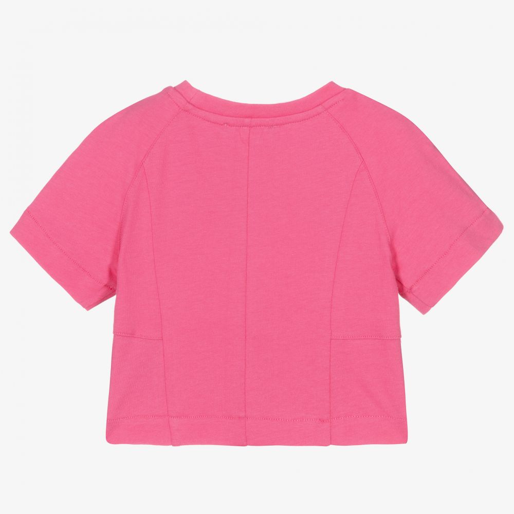 Balmain - Cropped Pink Logo T-Shirt | Childrensalon Outlet