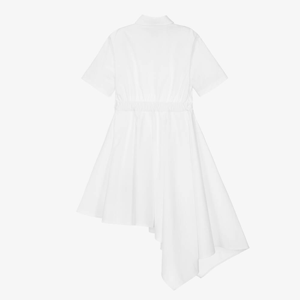 Balmain-Girls Asymmetric White Cotton Frock | Childrensalon Outlet
