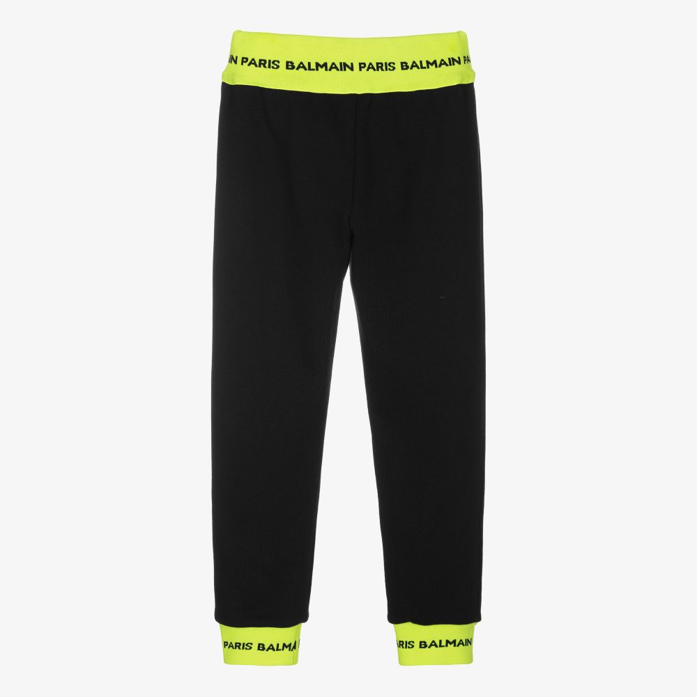 Balmain-Girls Black Cotton Joggers | Childrensalon Outlet