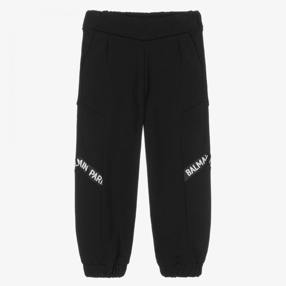 Balmain-Girls Black Cotton Joggers | Childrensalon Outlet